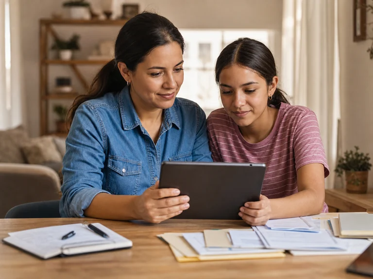 Person checking tablet options online